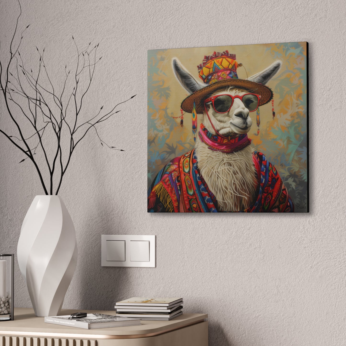 Llama - Canvas Stretched, 0.75"