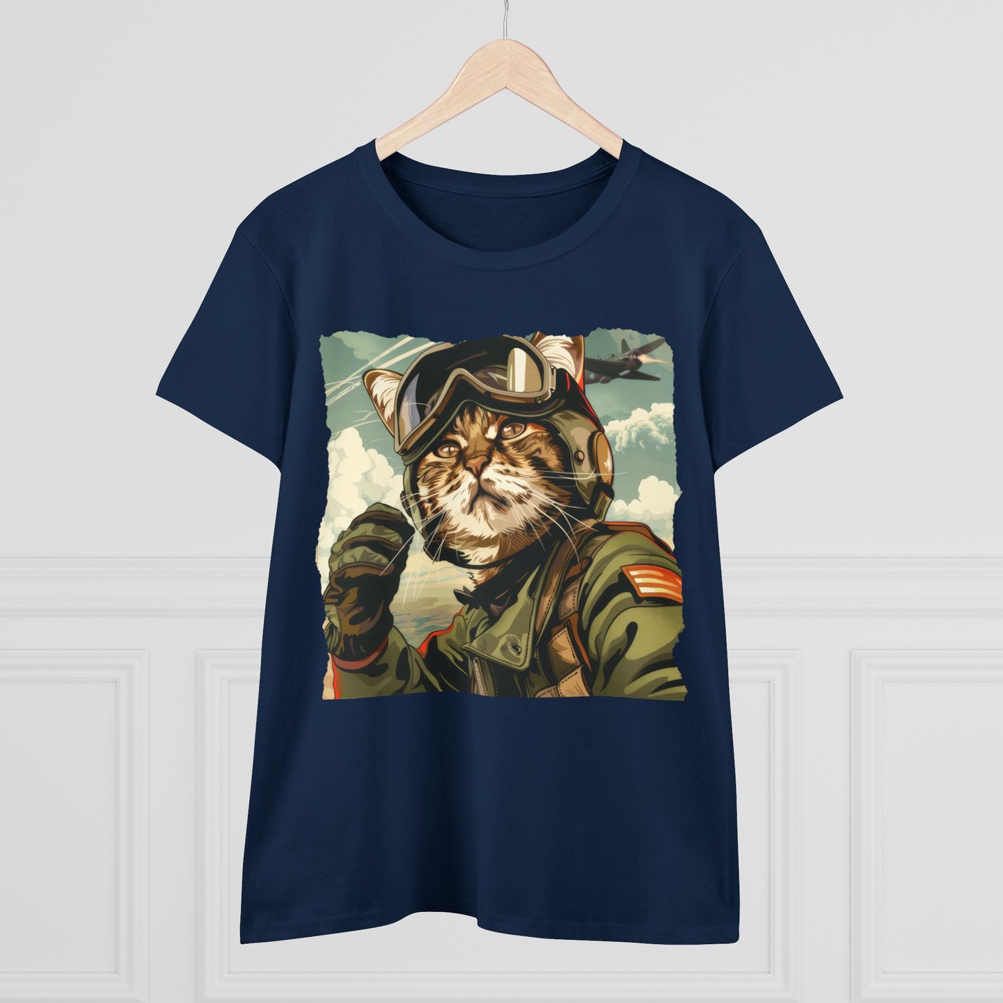 Kitty Fighter Pilot - Women's Midweight Cotton Tee