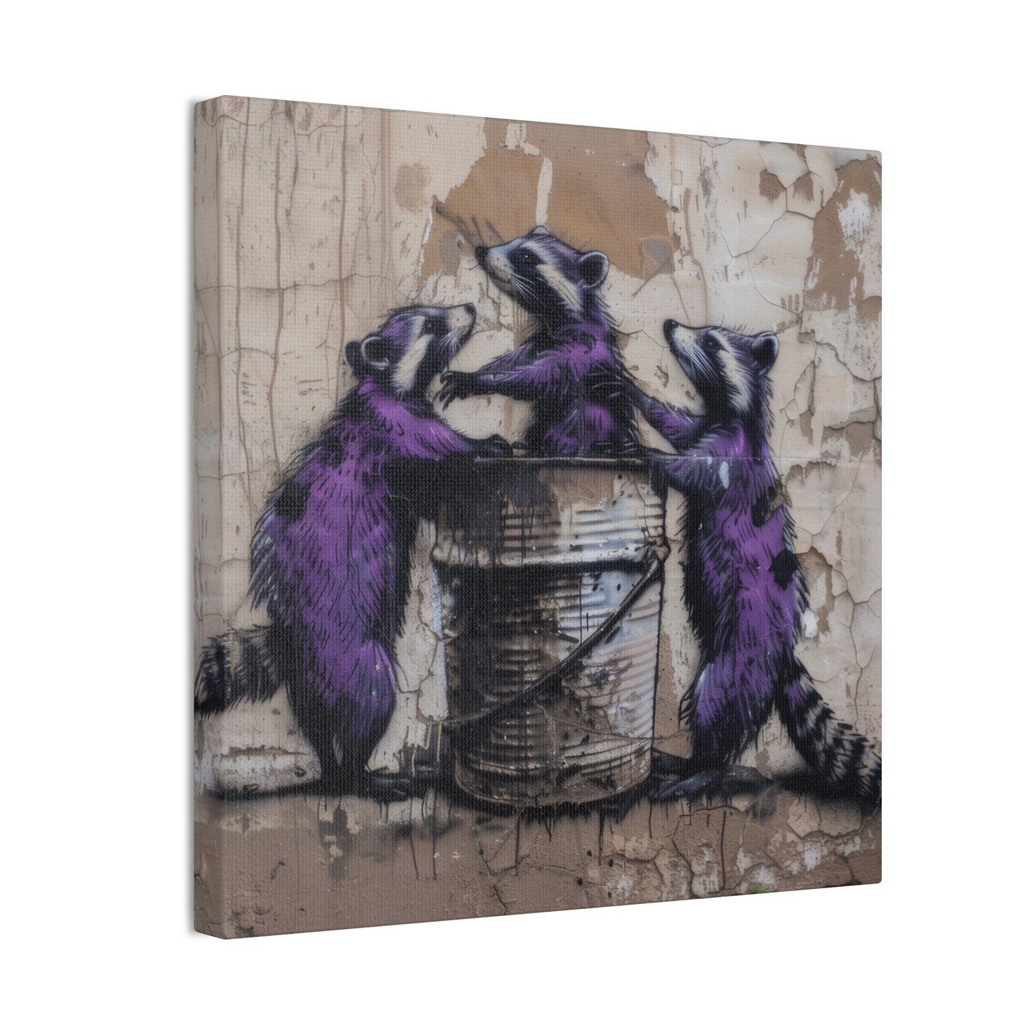 Raccoon Party - Canvas Stretched, 0.75"