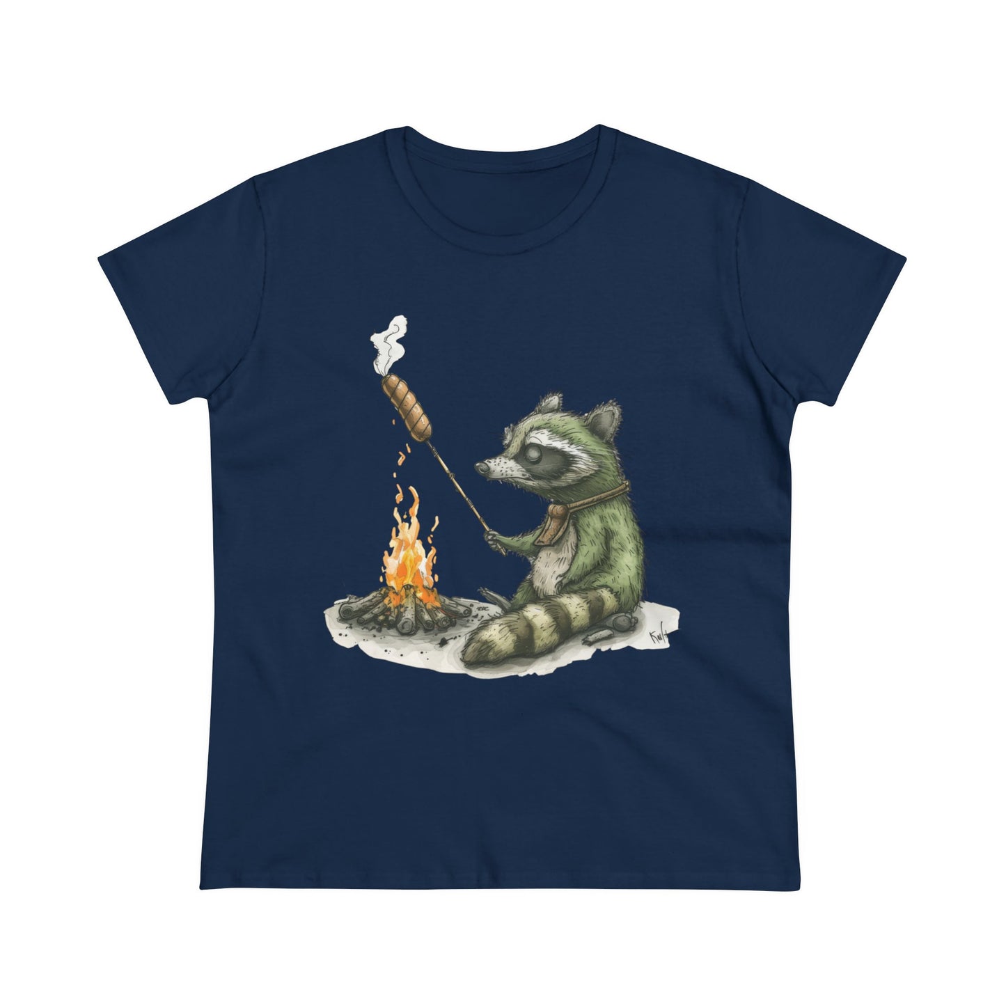 Raccoon Campfire - Women's Midweight Cotton Tee