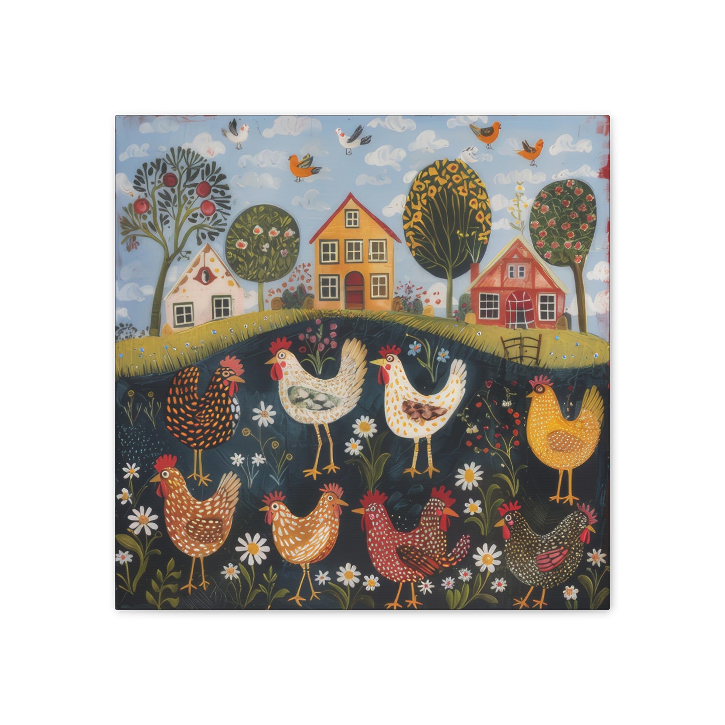 Chickens - Canvas Stretched, 0.75" - Canvas Stretched, 0.75"