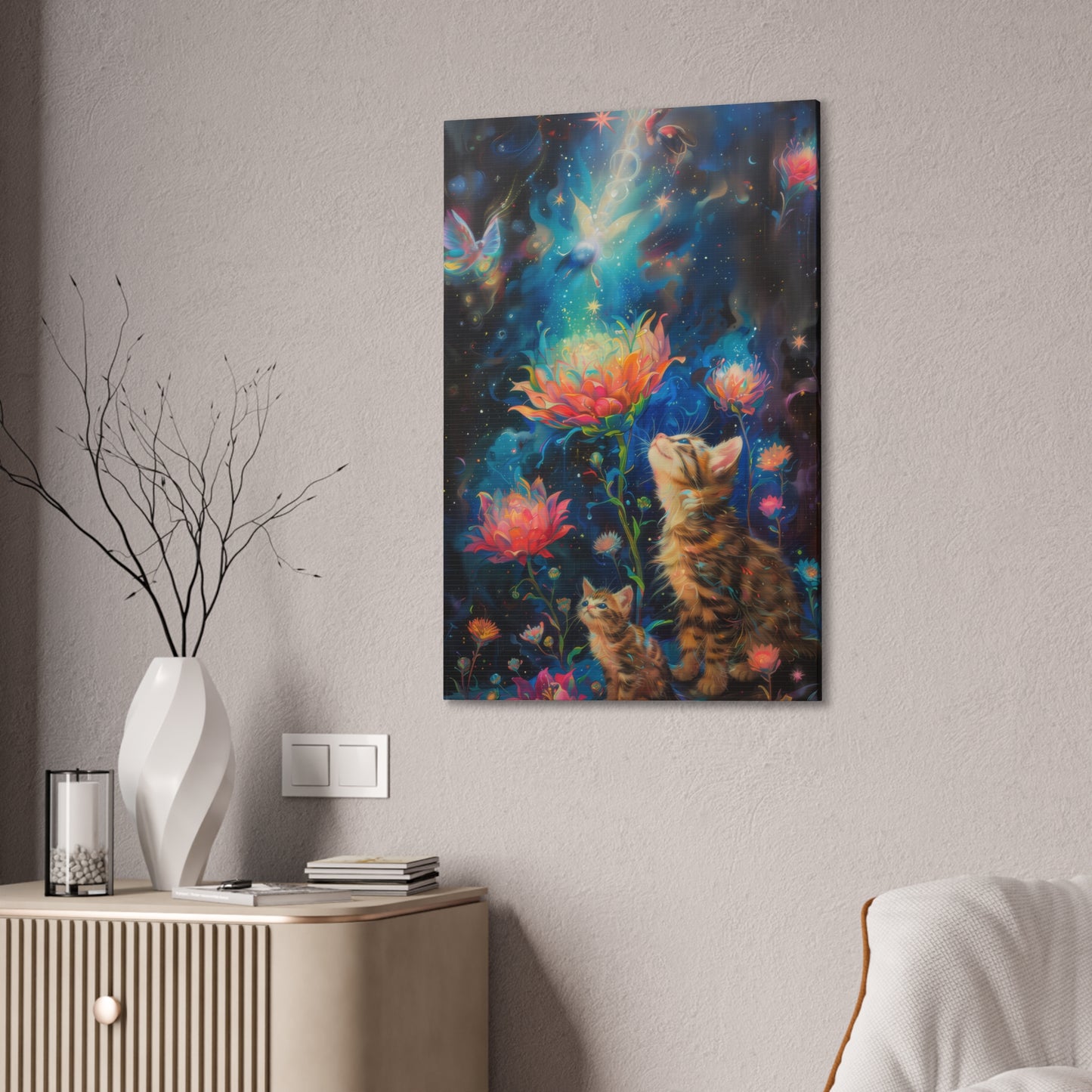 Cats and Flowers - Canvas Stretched, 0.75"