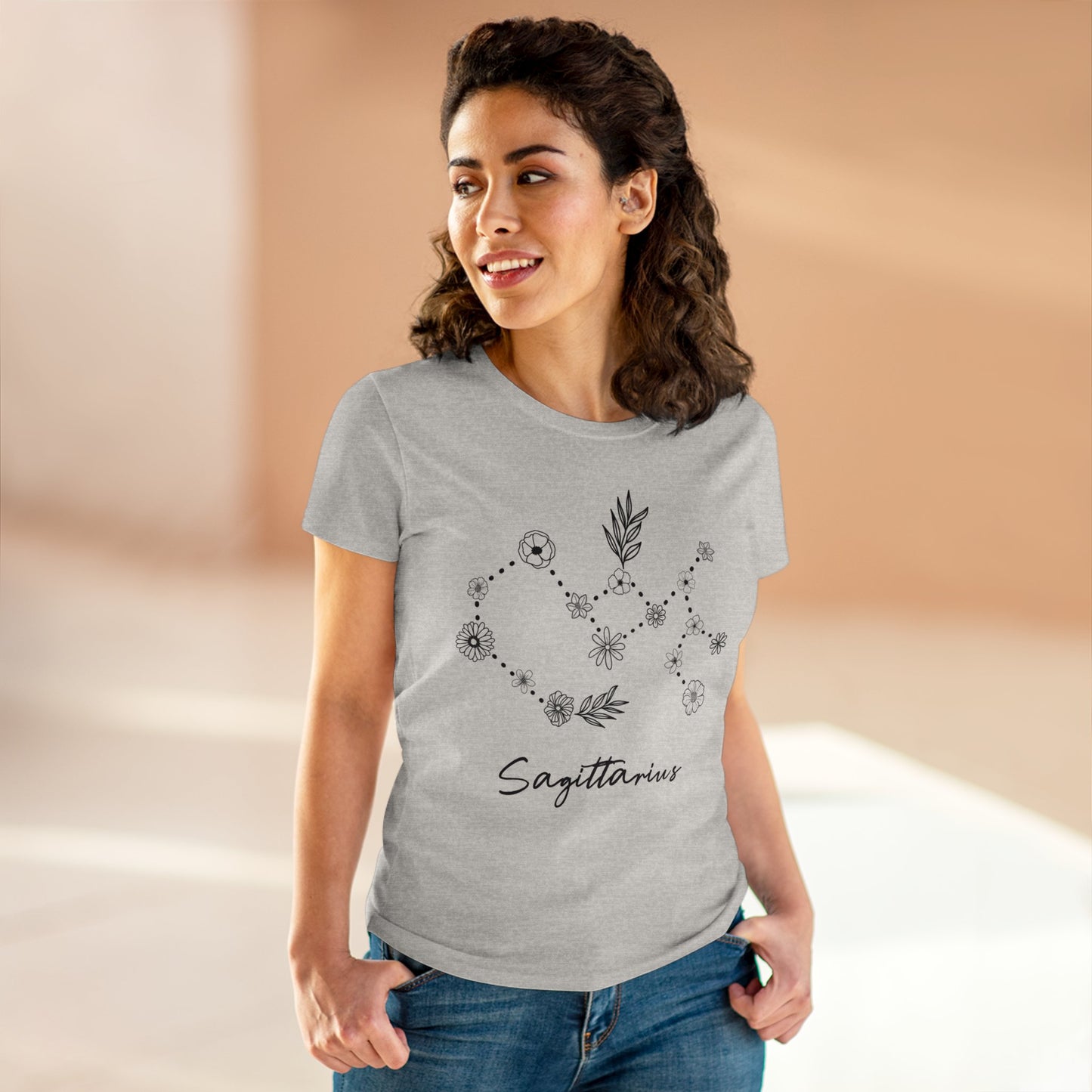 Flower Constellation - Sagittarius - Astrology - Women's Midweight Cotton Tee