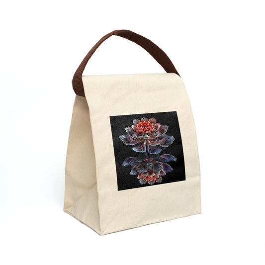Reflected Flower - Canvas Lunch Bag With Strap