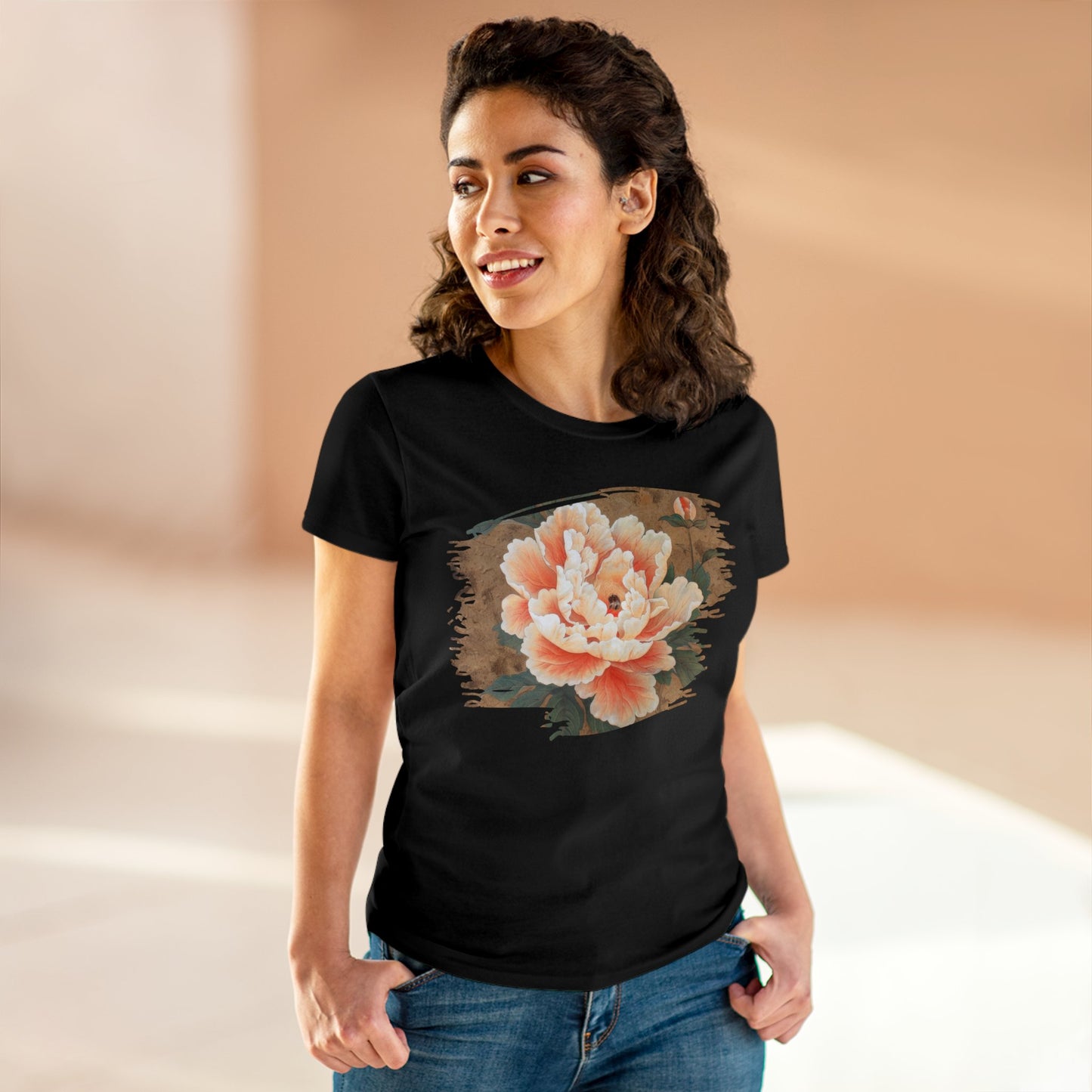 Peony - Flower - Women's Midweight Cotton Tee