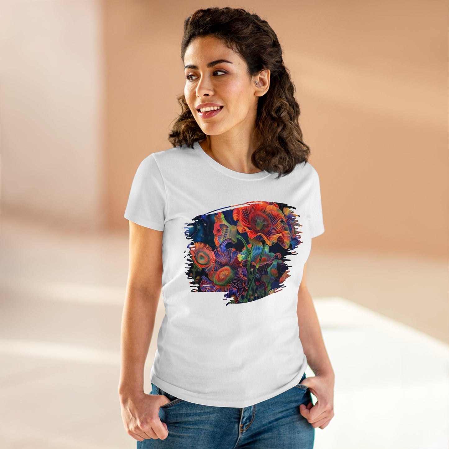 Pastel Flowers - Women's Midweight Cotton Tee