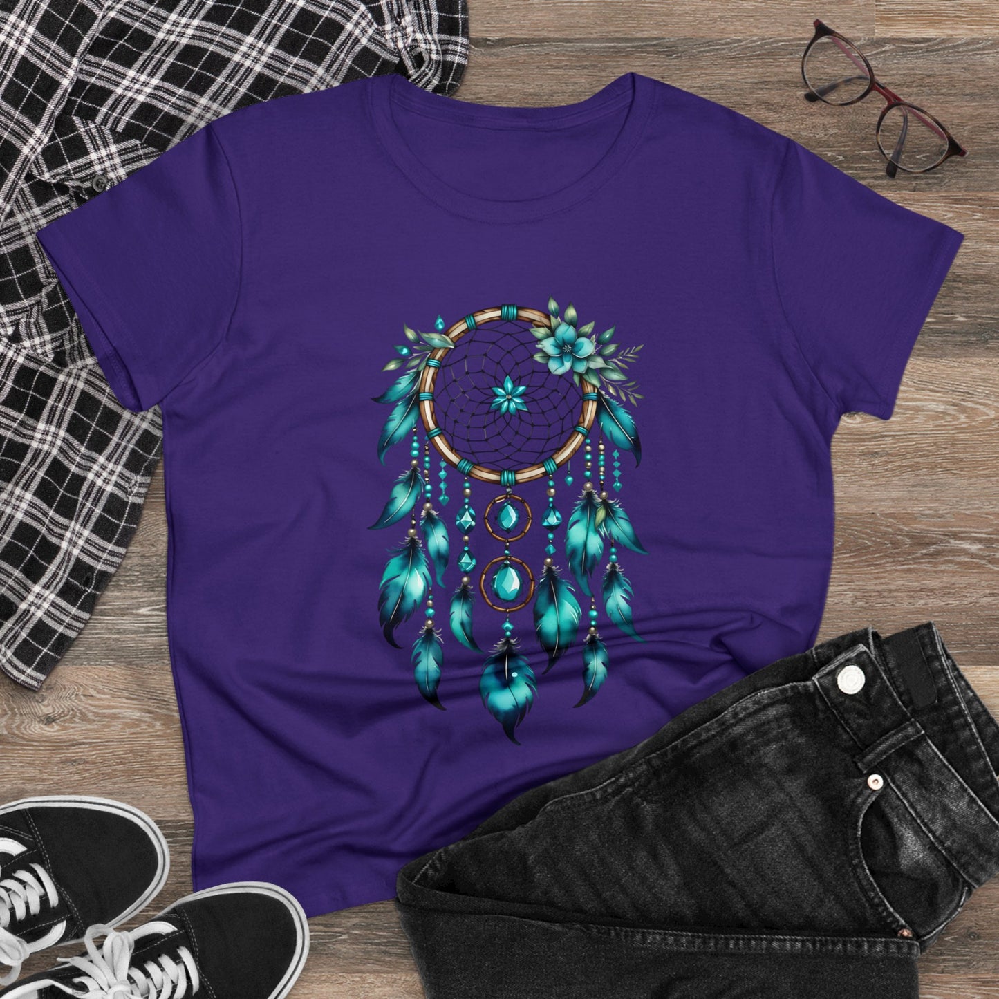 Turquoise Dream Catcher - Sagittarius - Astrology - Women's Midweight Cotton Tee