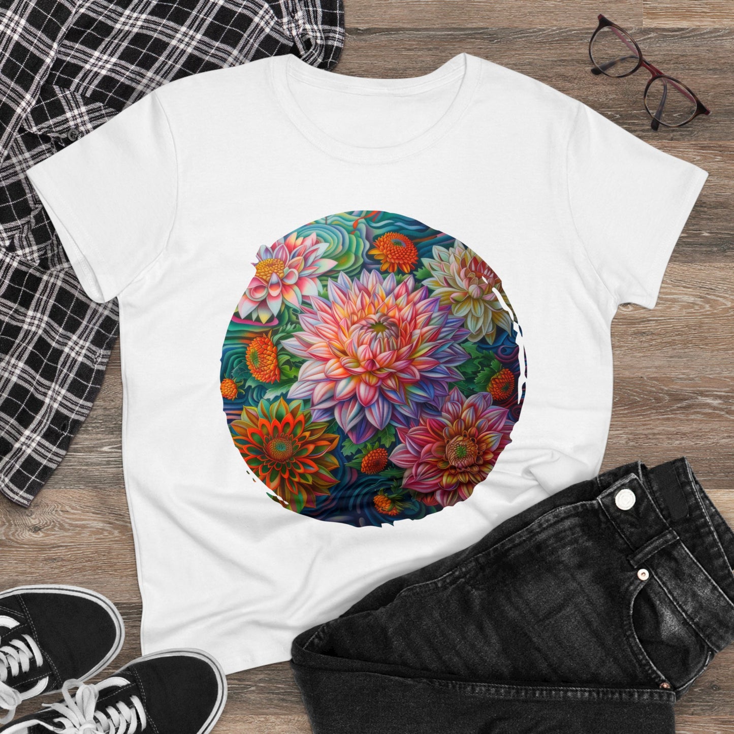 Pastel Flowers - Women's Midweight Cotton Tee