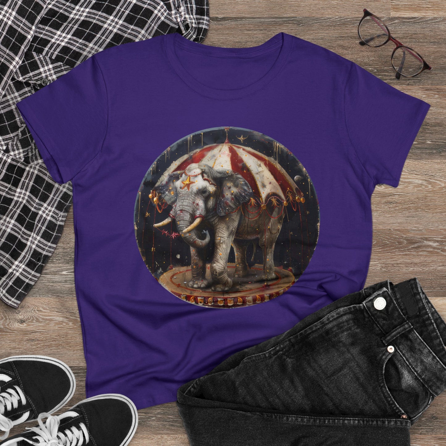 Circus Elephant - Women's Midweight Cotton Tee