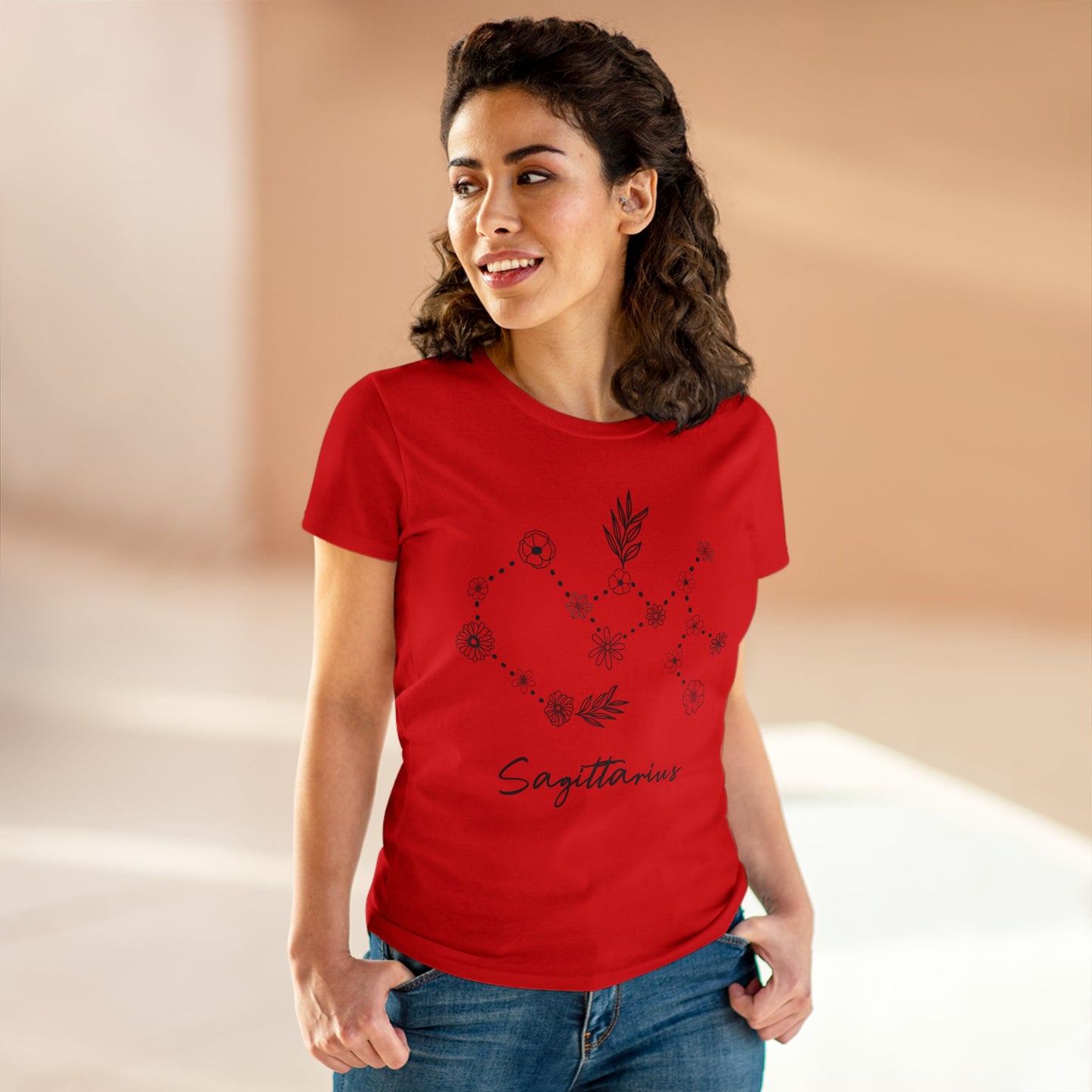 Flower Constellation - Sagittarius - Astrology - Women's Midweight Cotton Tee