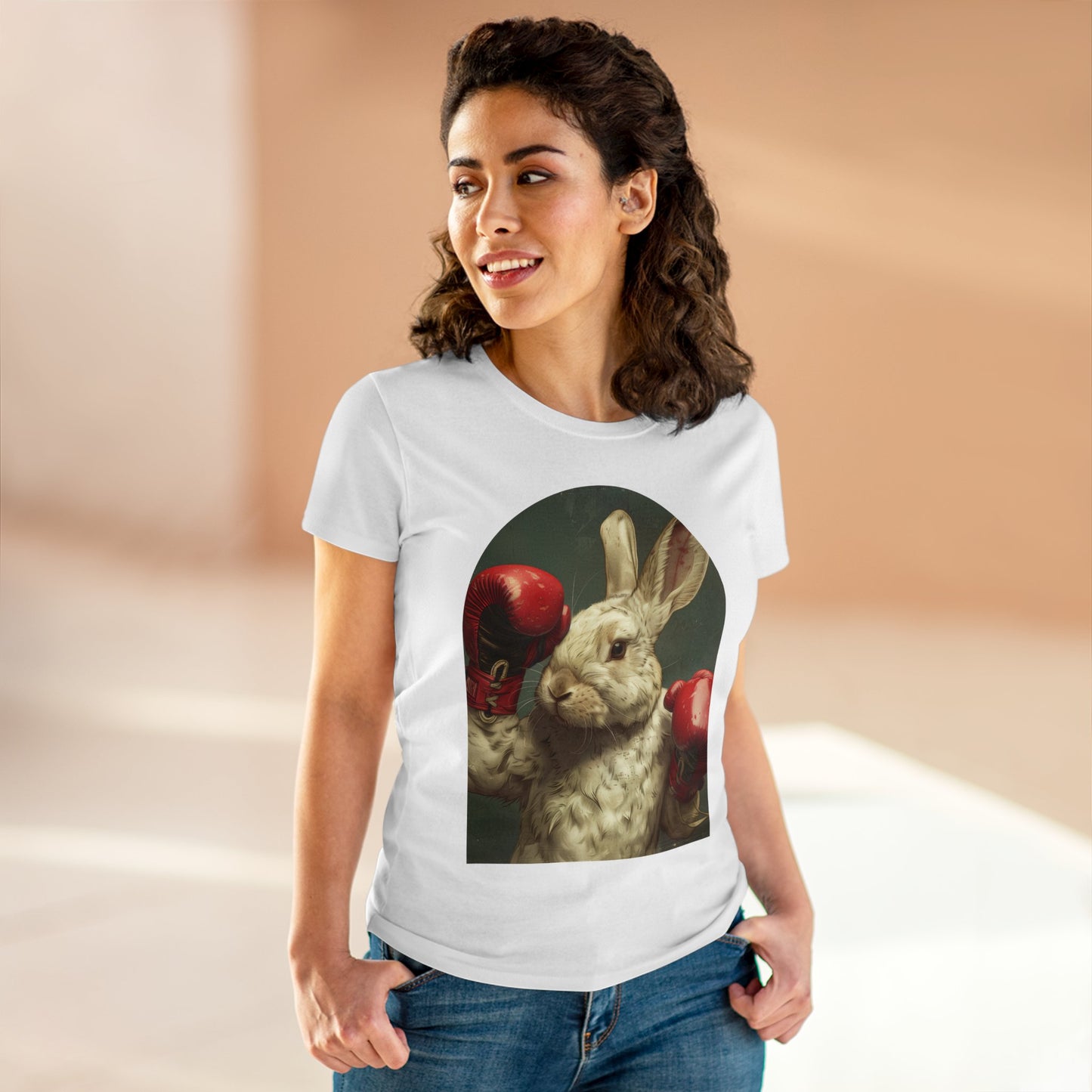 Boxing Rabbit - Women's Midweight Cotton Tee