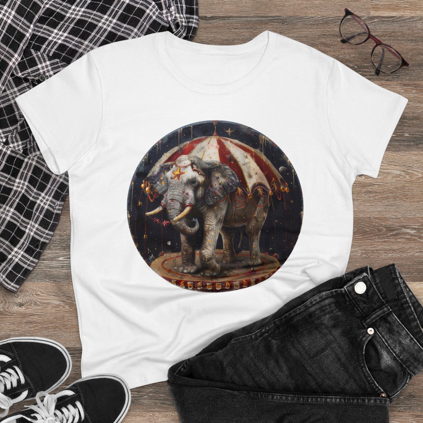 Circus Elephant - Women's Midweight Cotton Tee