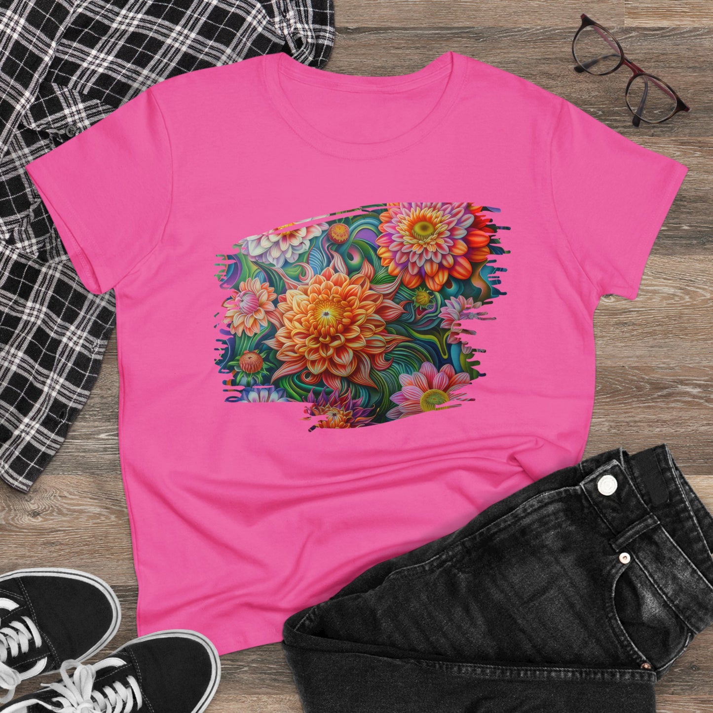 Pastel Flowers - Women's Midweight Cotton Tee