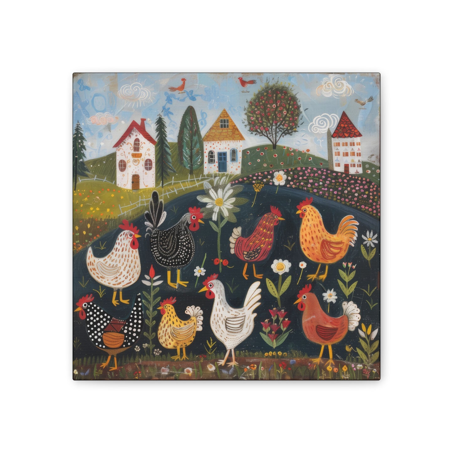 Chickens - Canvas Stretched, 0.75" - Canvas Stretched, 0.75"