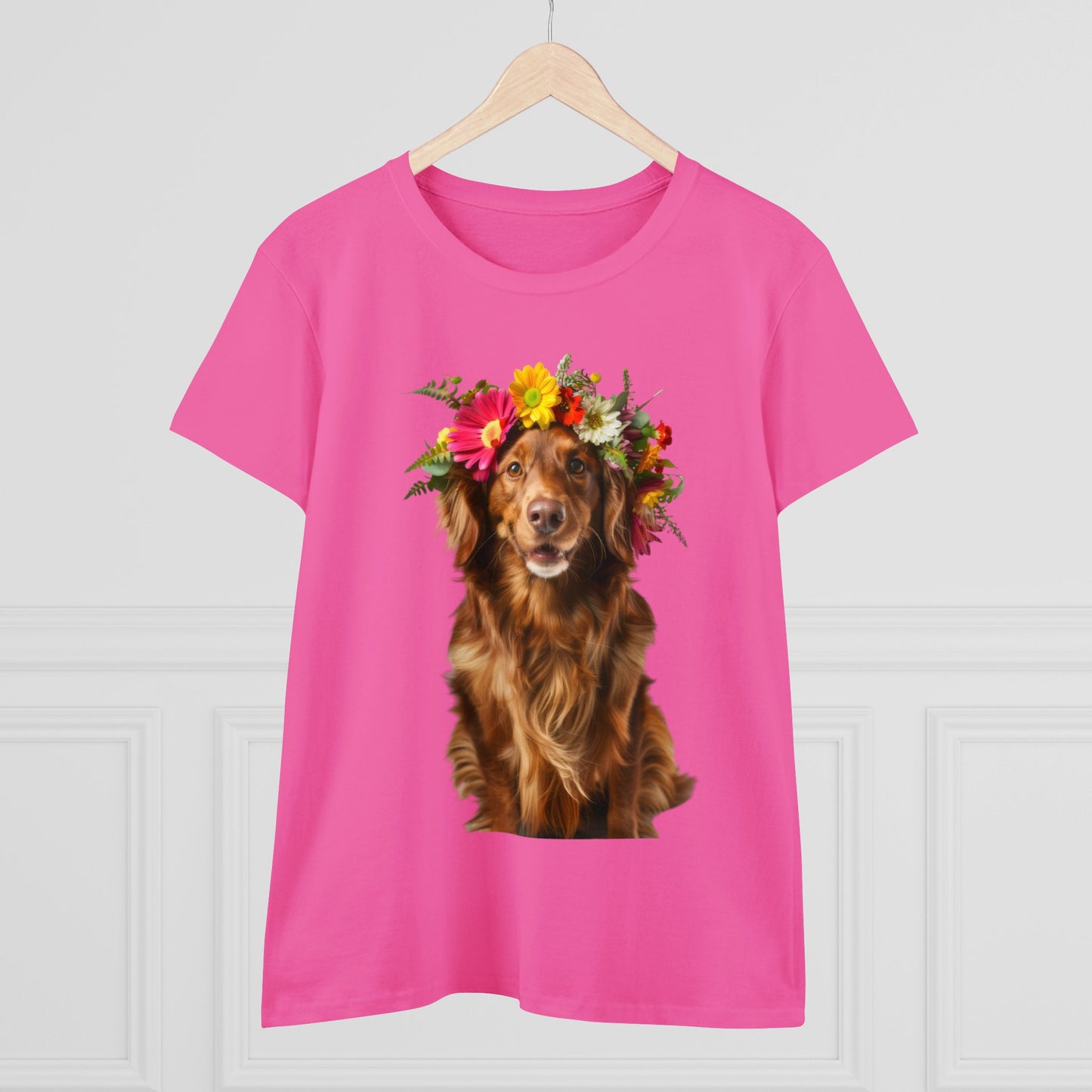 Dog's Flower Crown - Women's Midweight Cotton Tee