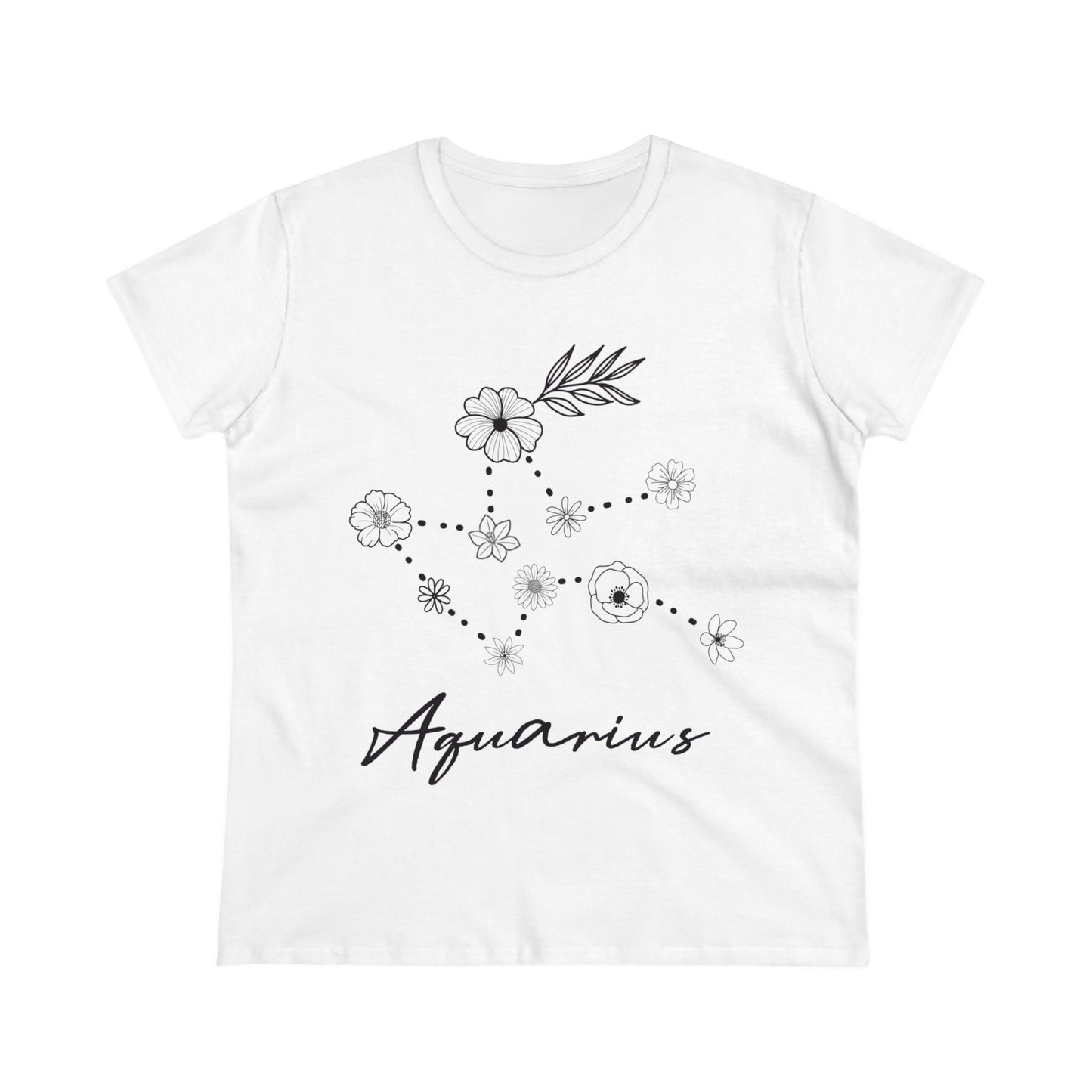 Flower Constellation - Aquarius - Astrology - Women's Midweight Cotton Tee