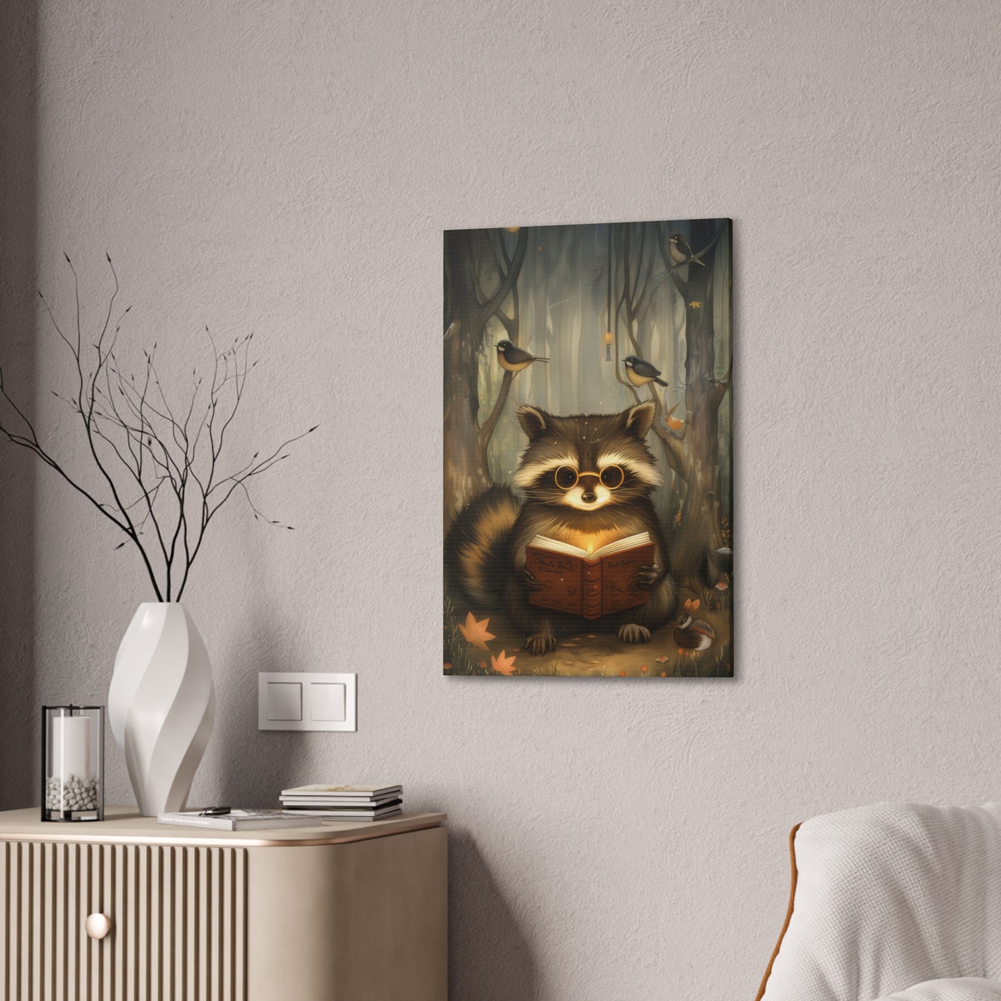 Raccoon in Spectacles - Canvas Stretched, 0.75"