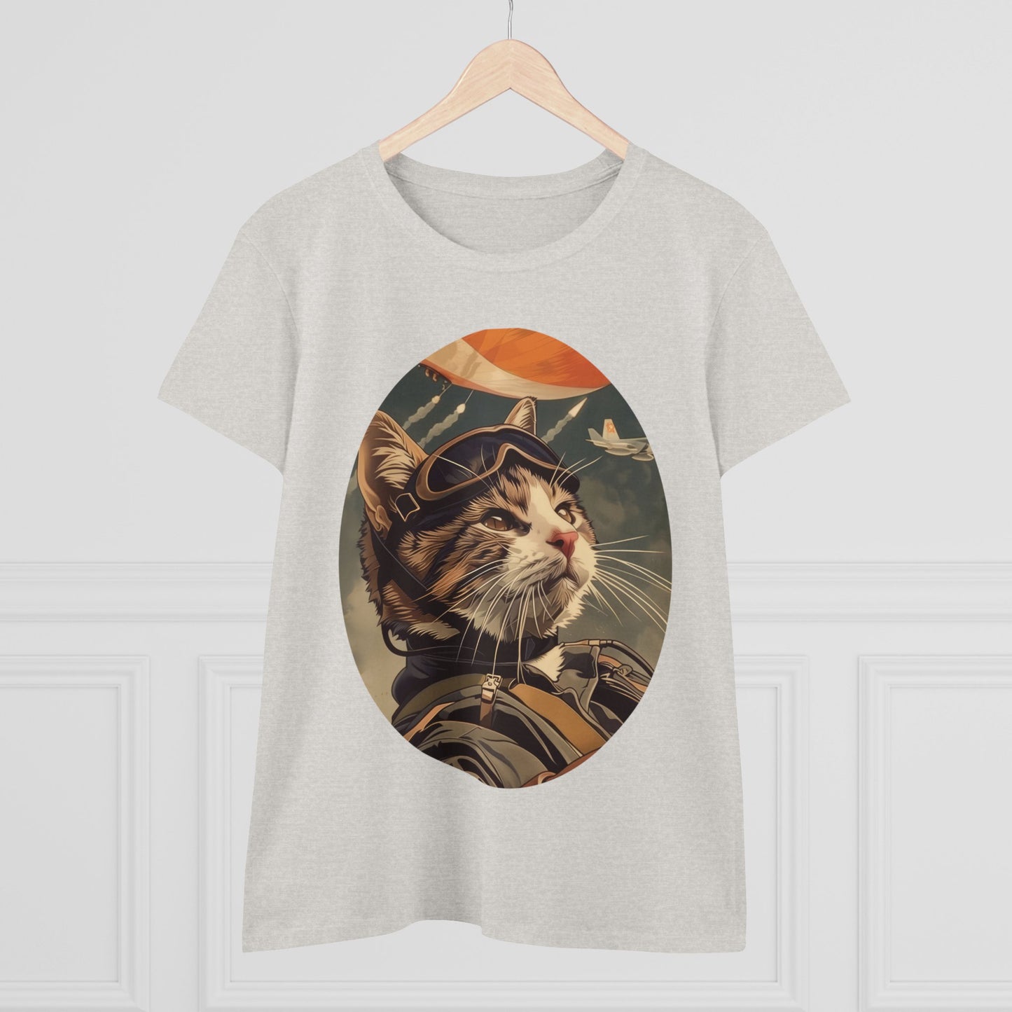 Kitty Fighter Pilot - Women's Midweight Cotton Tee