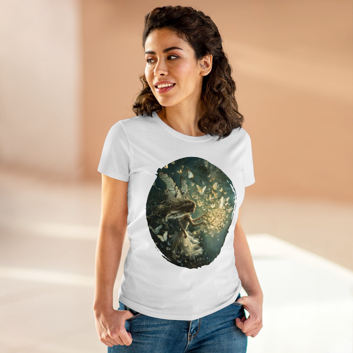 Fairy and Butterflies - Fantasy - Women's Midweight Cotton Tee