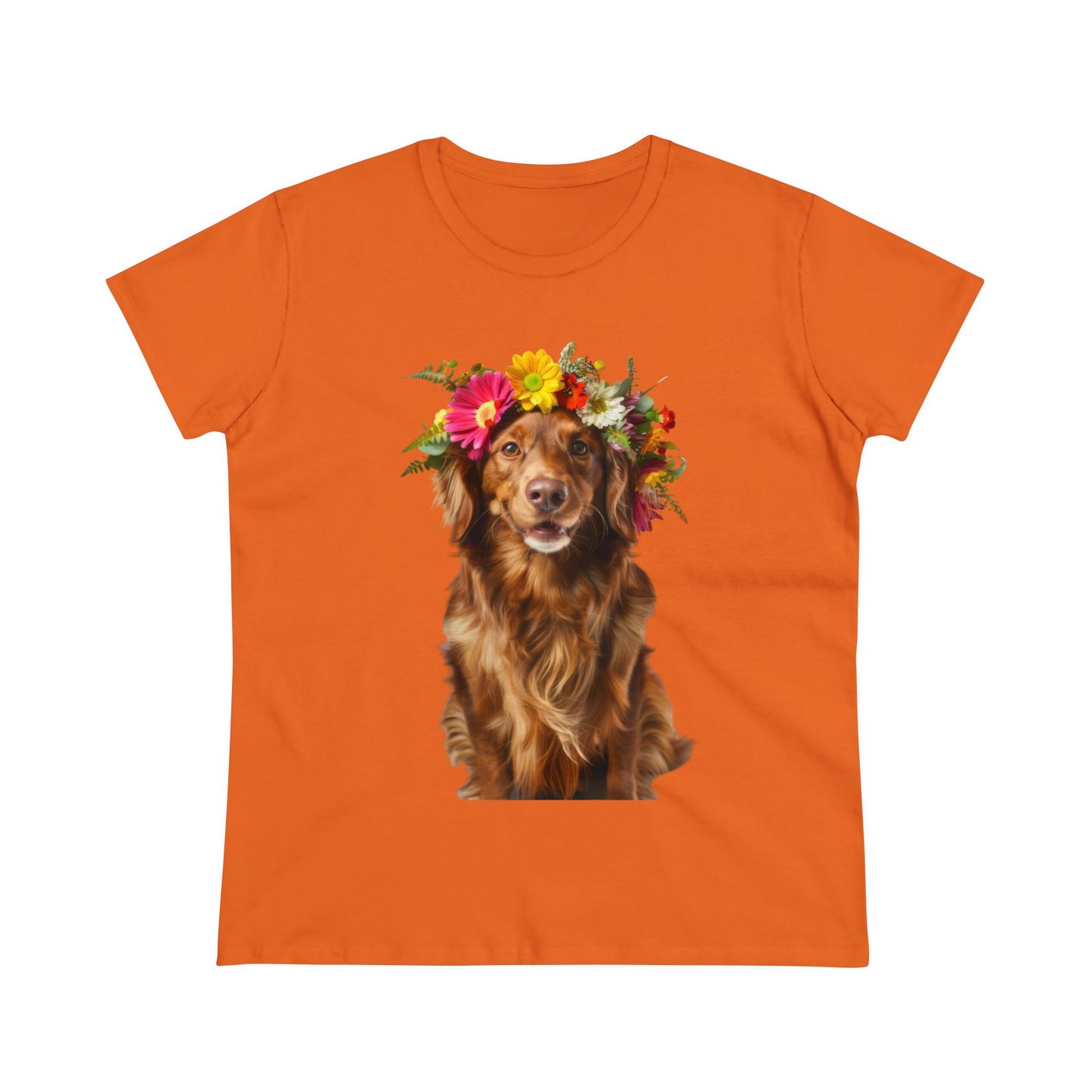 Dog's Flower Crown - Women's Midweight Cotton Tee