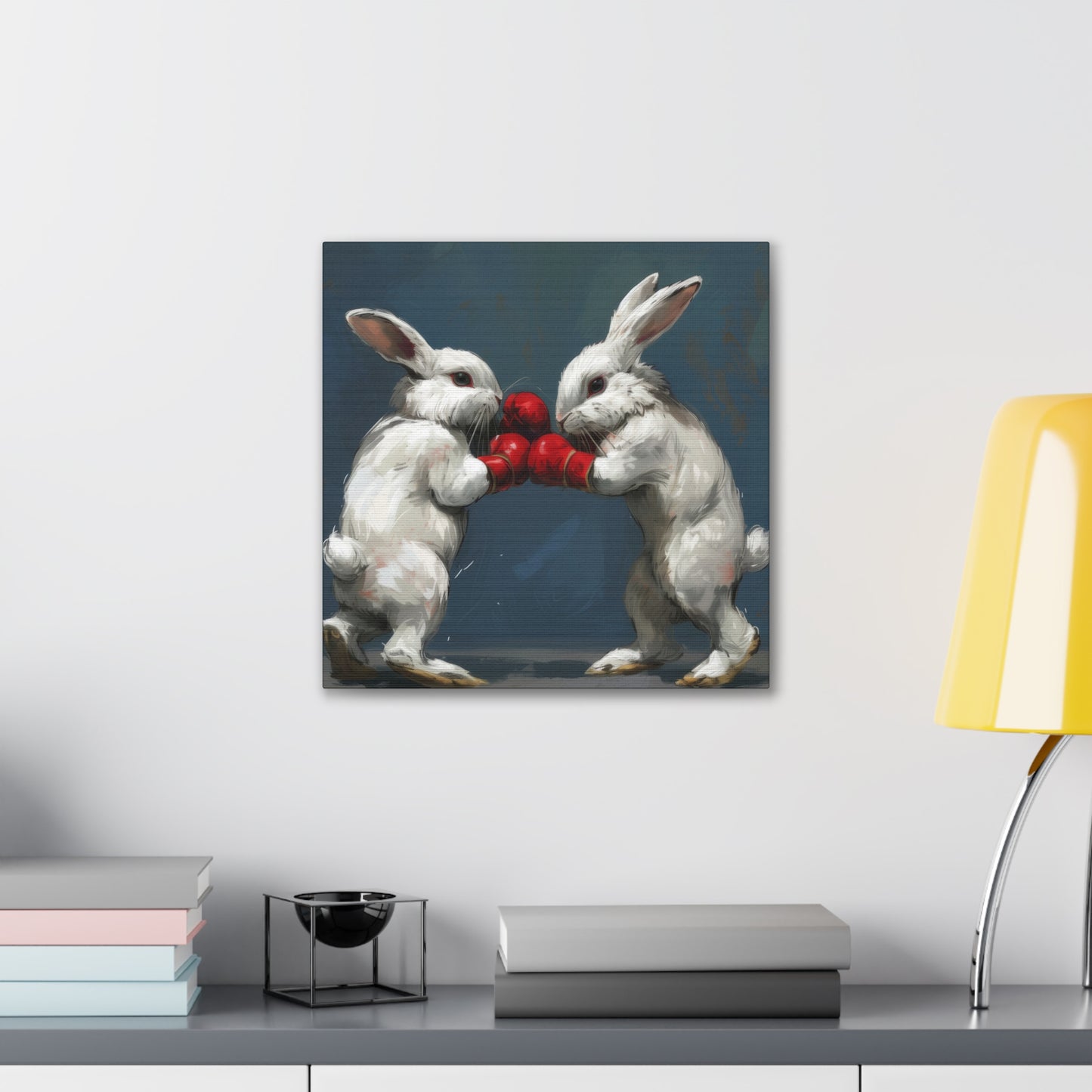 Boxing Rabbits - Canvas Stretched, 0.75"