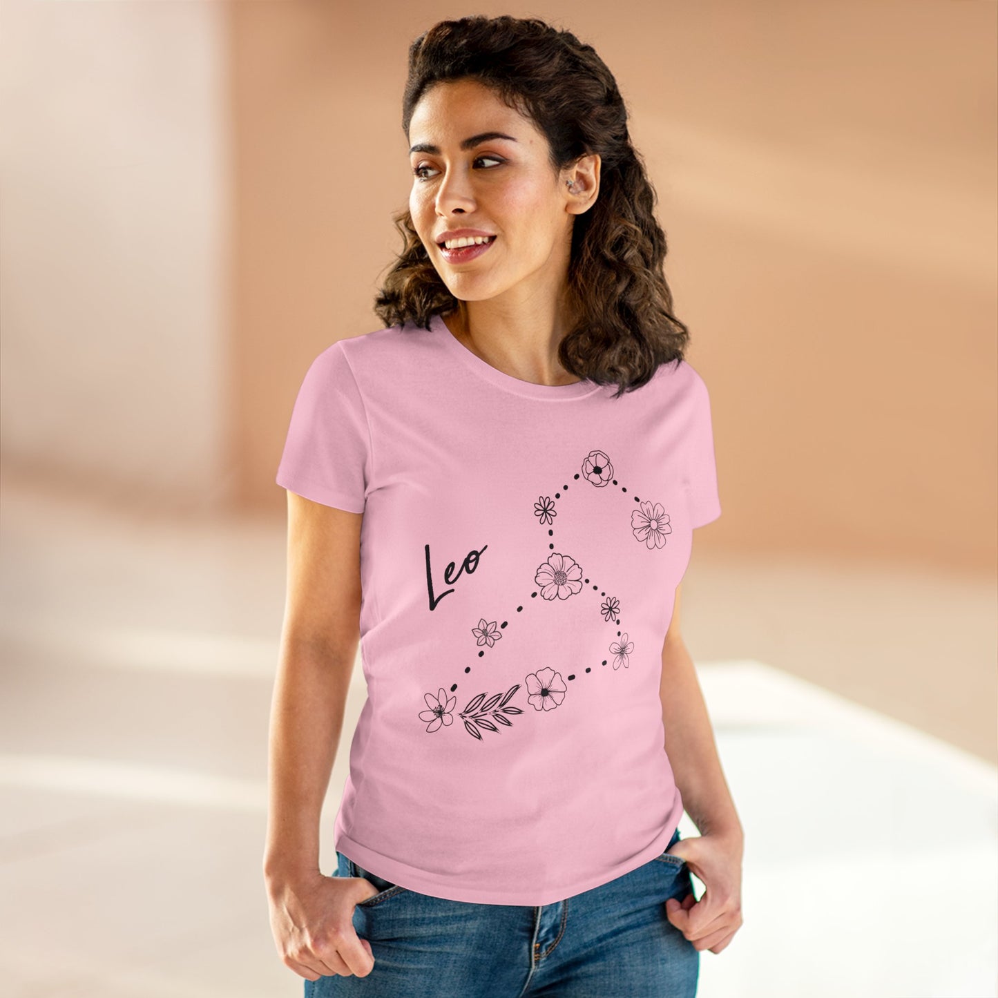 Flower Constellation - Leo - Astrology - Women's Midweight Cotton Tee