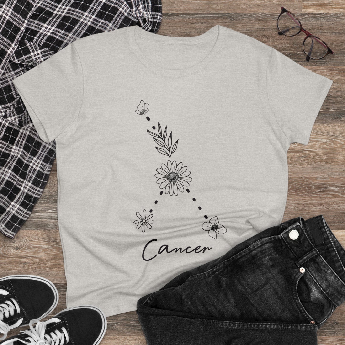 Flower Constellation - Cancer - Astrology - Women's Midweight Cotton Tee