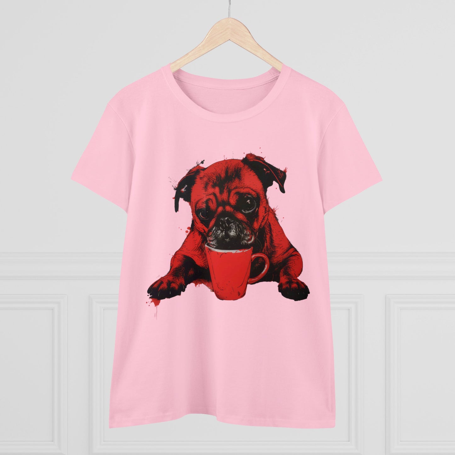 Dog Likes Coffee - Women's Midweight Cotton Tee