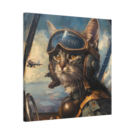 Cat Fighter Pilot - Canvas Stretched, 0.75"