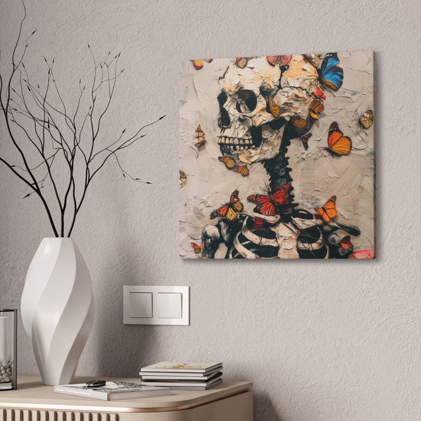 Skulls and Butterflies - Canvas Stretched, 0.75"