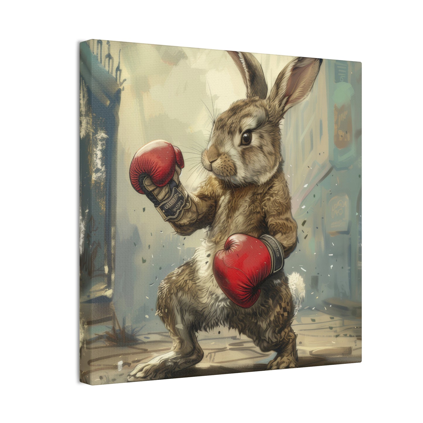 Bunny Pugilist - Canvas Stretched, 0.75"