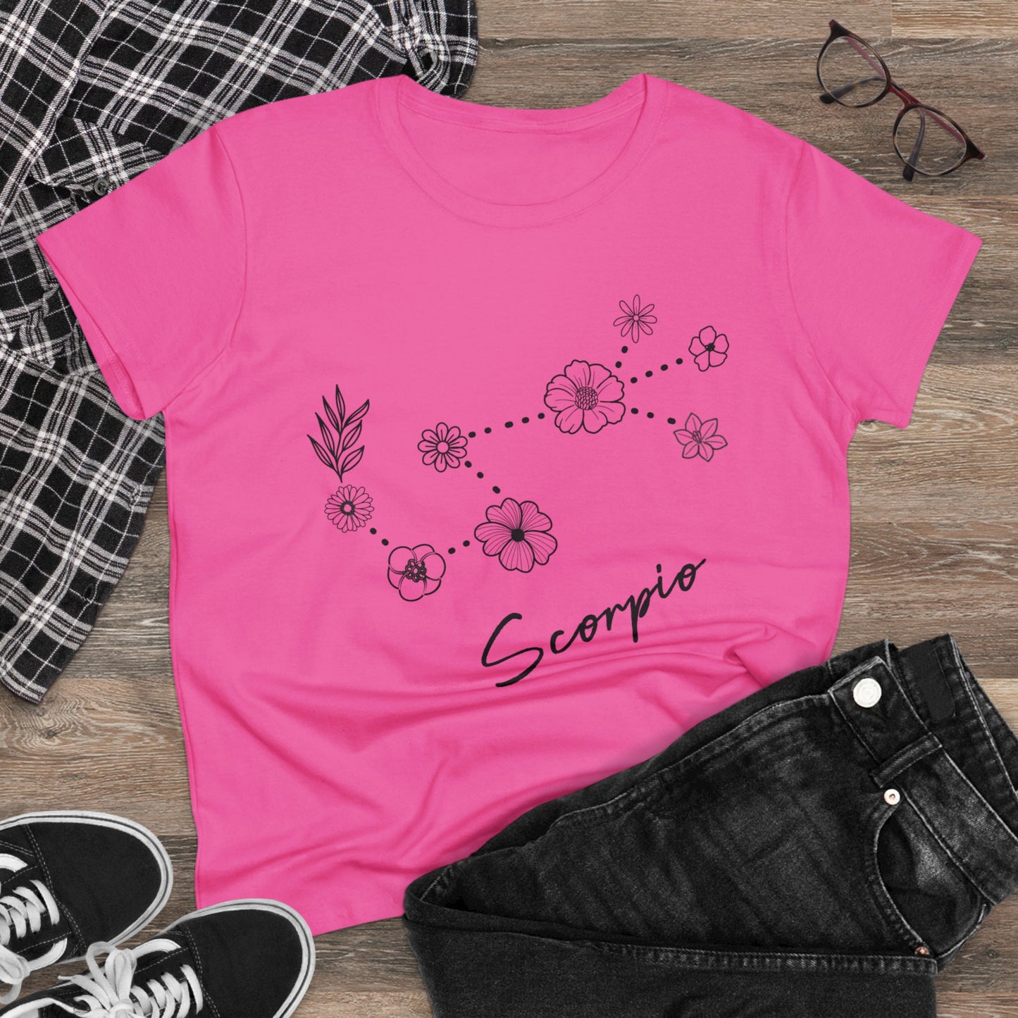 Flower Constellation - Scorpio - Astrology - Women's Midweight Cotton Tee