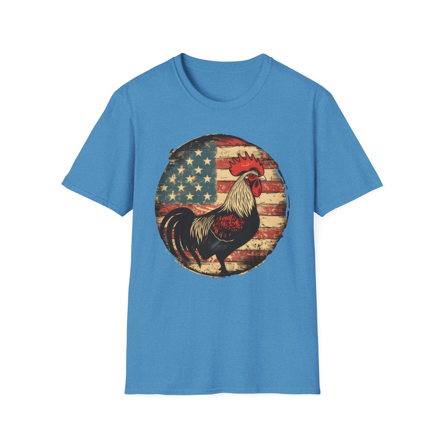 Rooster and Flag - Unisex Softstyle T-Shirt