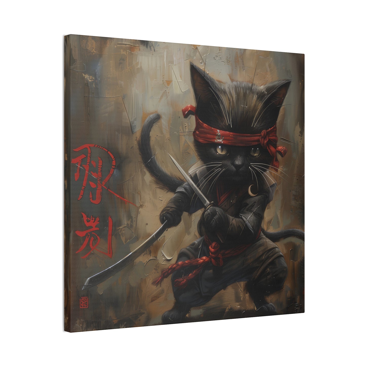 Ninja Kitty - Canvas Stretched, 0.75"