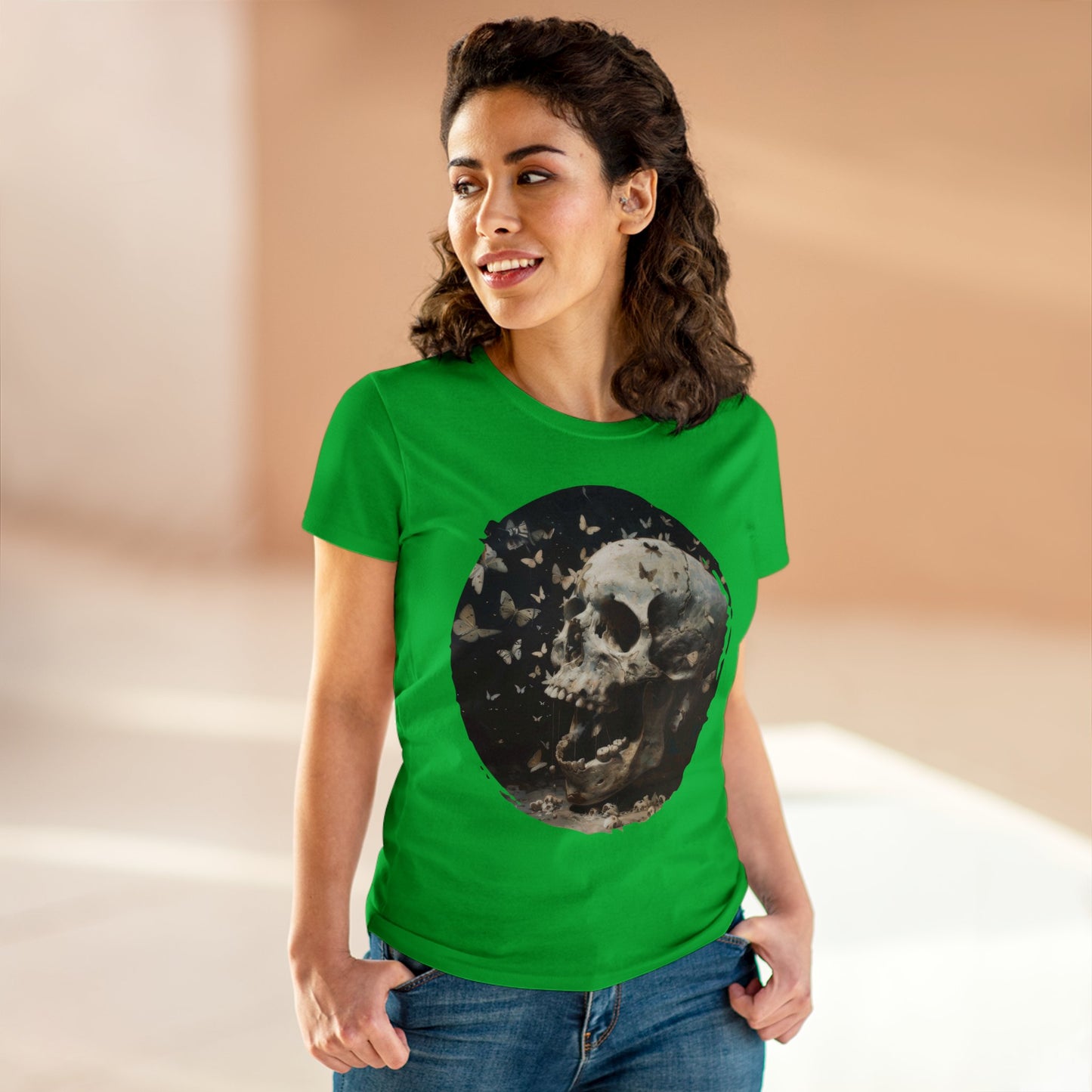 Skull and Butterflies - Women's Midweight Cotton Tee