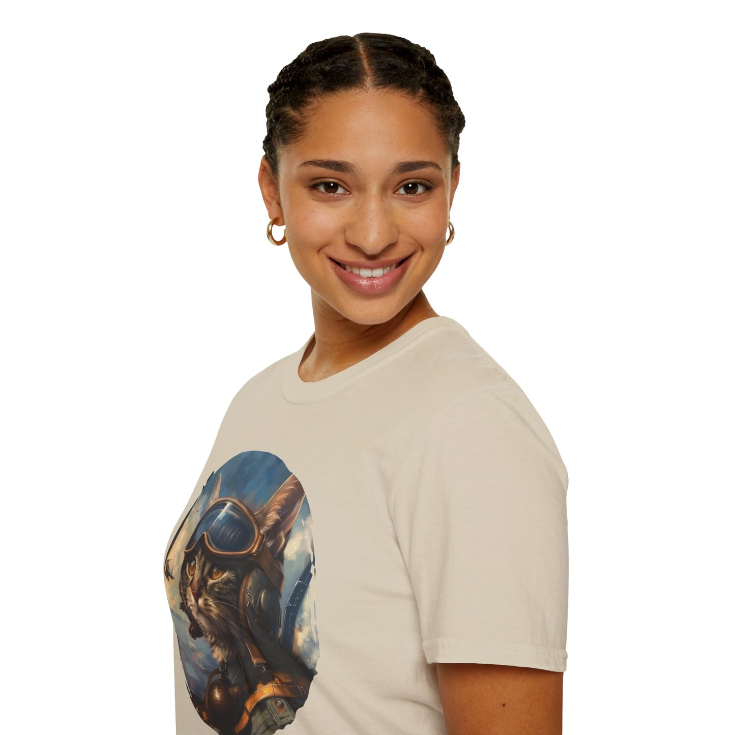 Cat Fighter Pilot - Unisex Softstyle T-Shirt