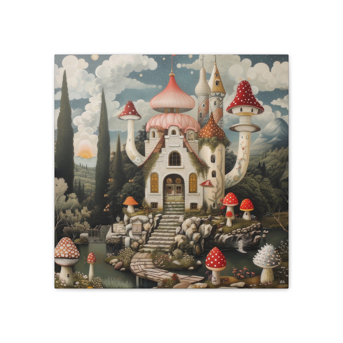 Mushroom House - Canvas Stretched, 0.75"