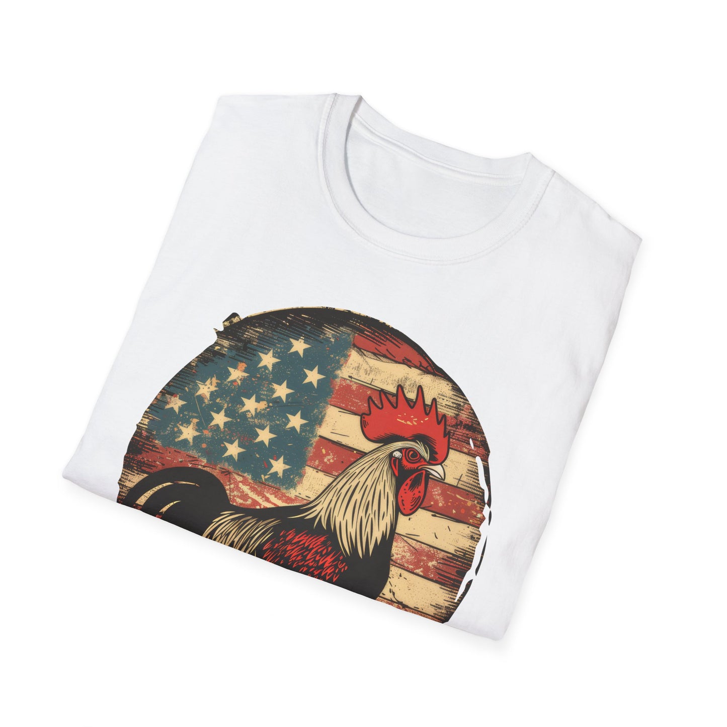 Rooster and Flag - Unisex Softstyle T-Shirt