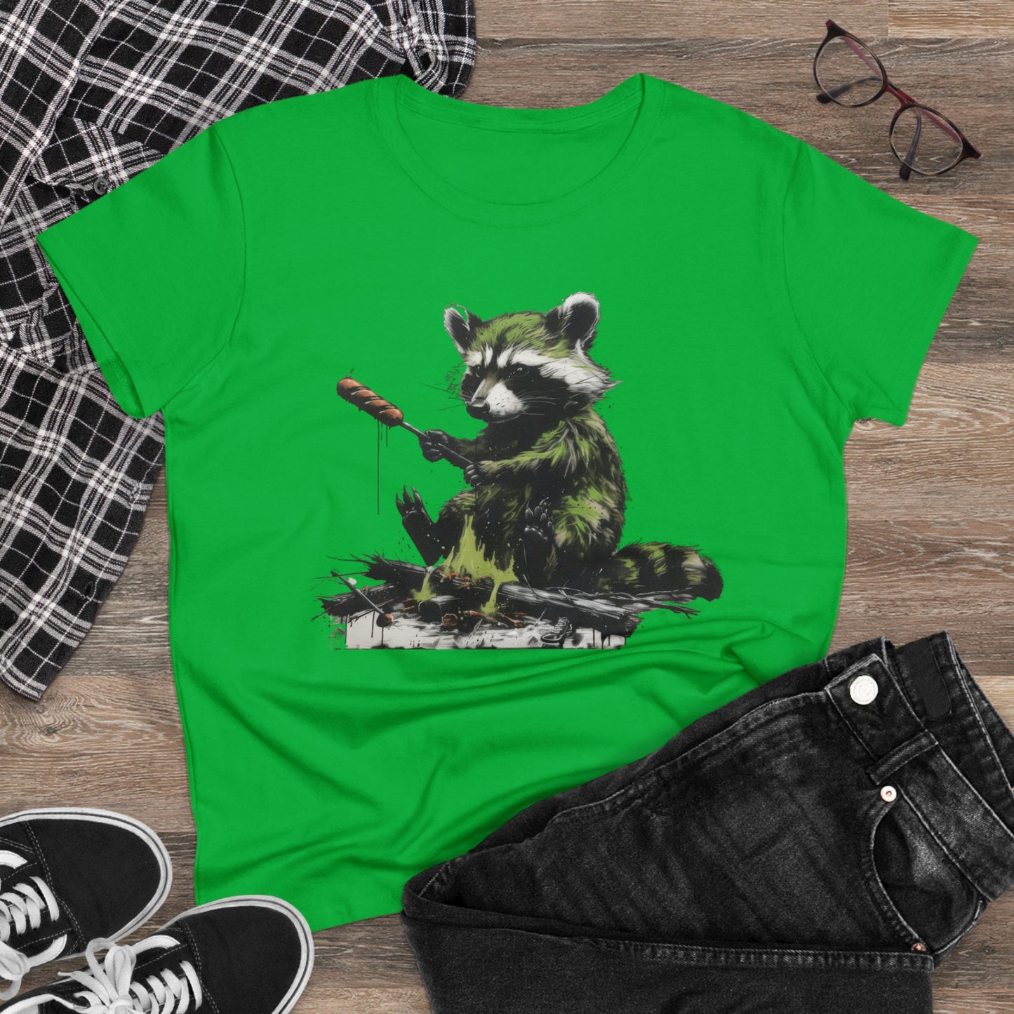 Raccoon Cookout - Women's Midweight Cotton Tee