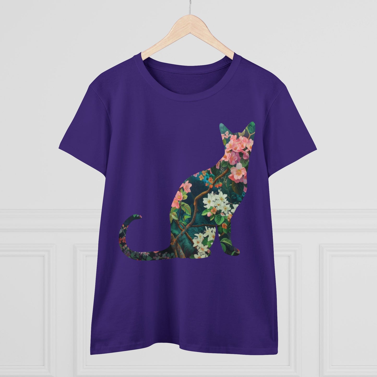 Flowery Cat - Women's Midweight Cotton Tee