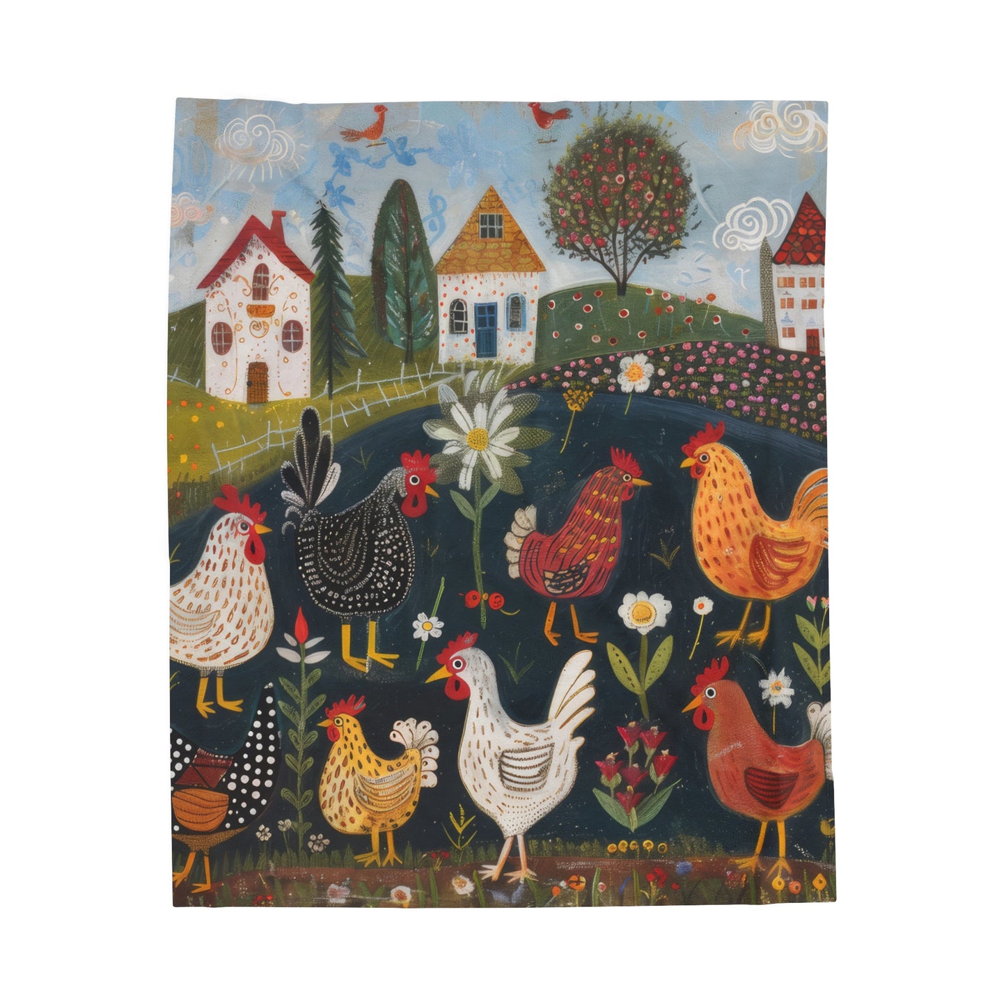 Cottage Chickens - Velveteen Plush Blanket