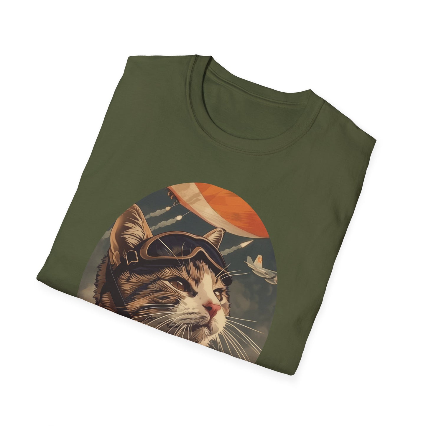 Cat Fighter Pilot - Unisex Softstyle T-Shirt