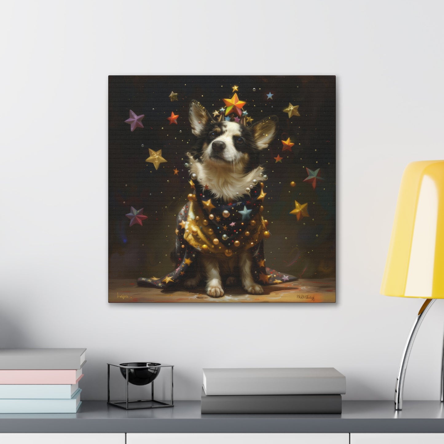 Star Dog Celebration - Canvas Stretched, 0.75"