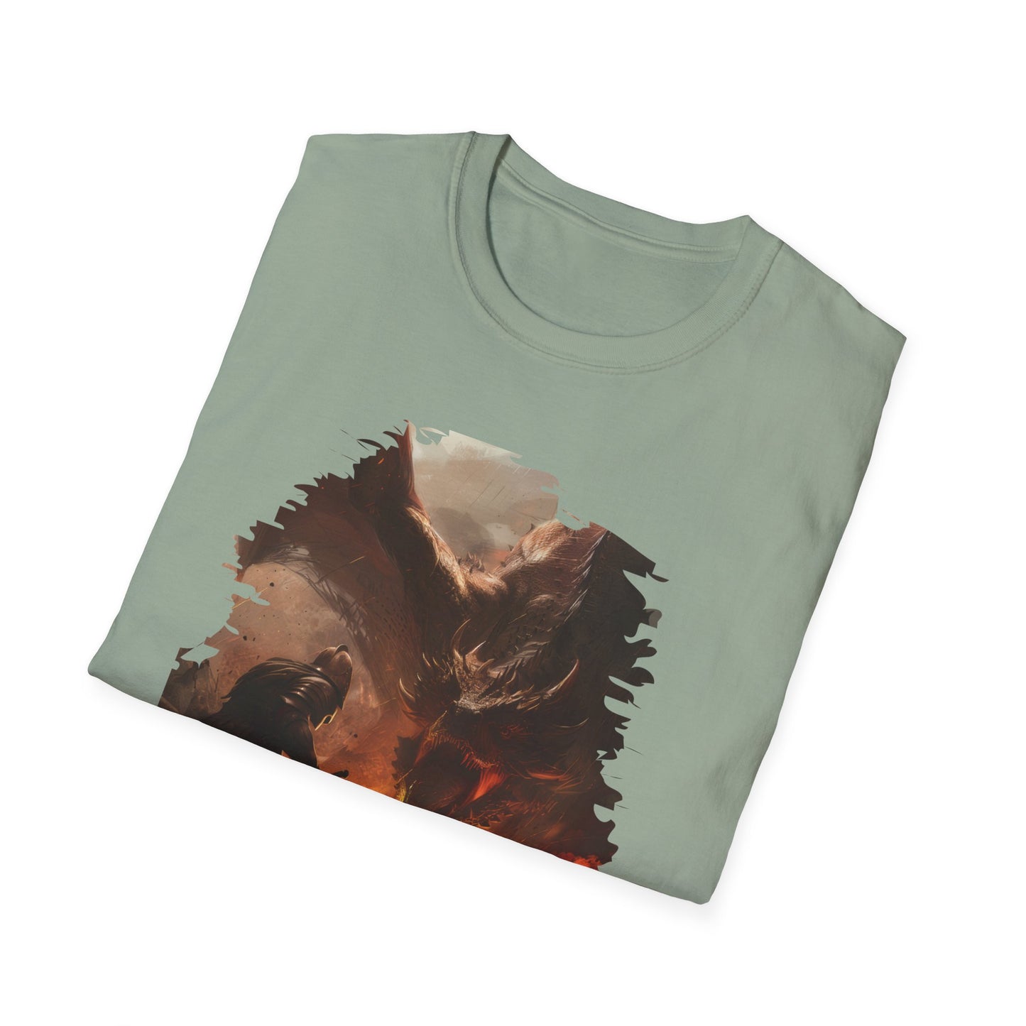 Fighter and Dragon - Unisex Softstyle T-Shirt