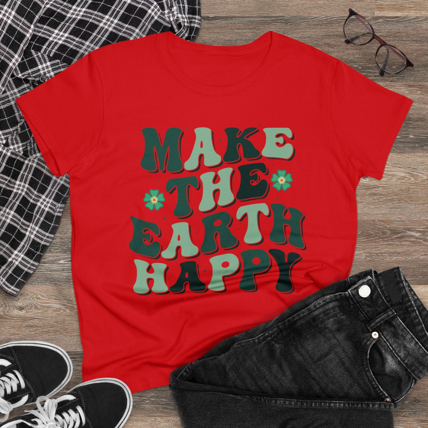 Make the Earth Happy - Gardening - Women's Midweight Cotton Tee