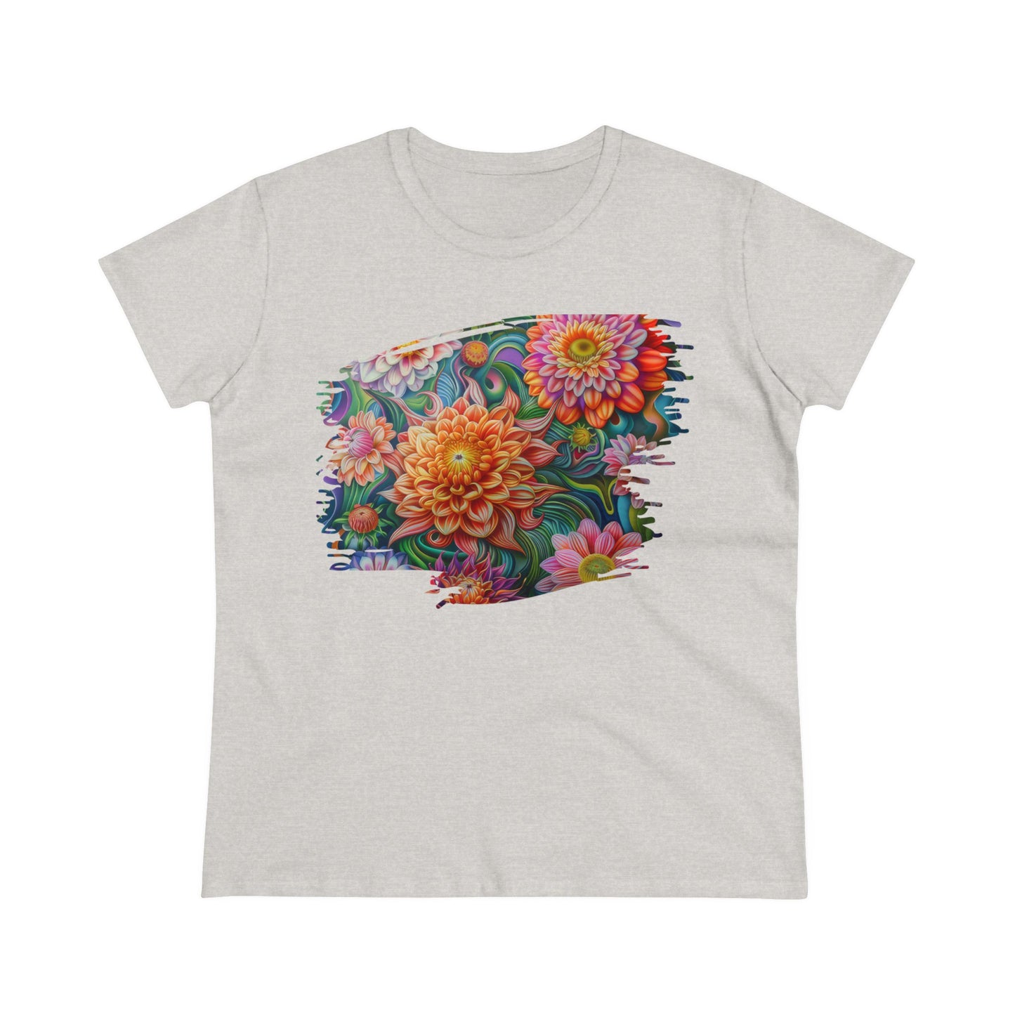 Pastel Flowers - Women's Midweight Cotton Tee