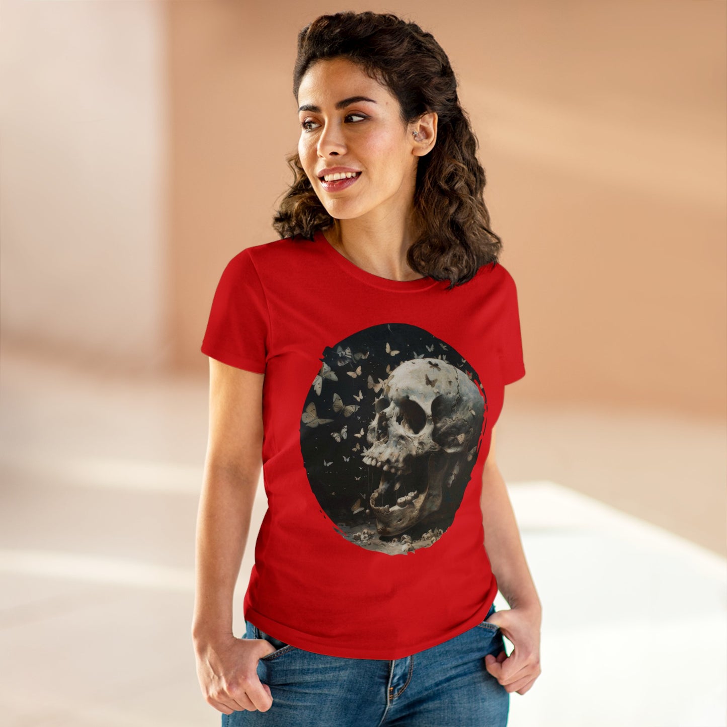 Skull and Butterflies - Women's Midweight Cotton Tee