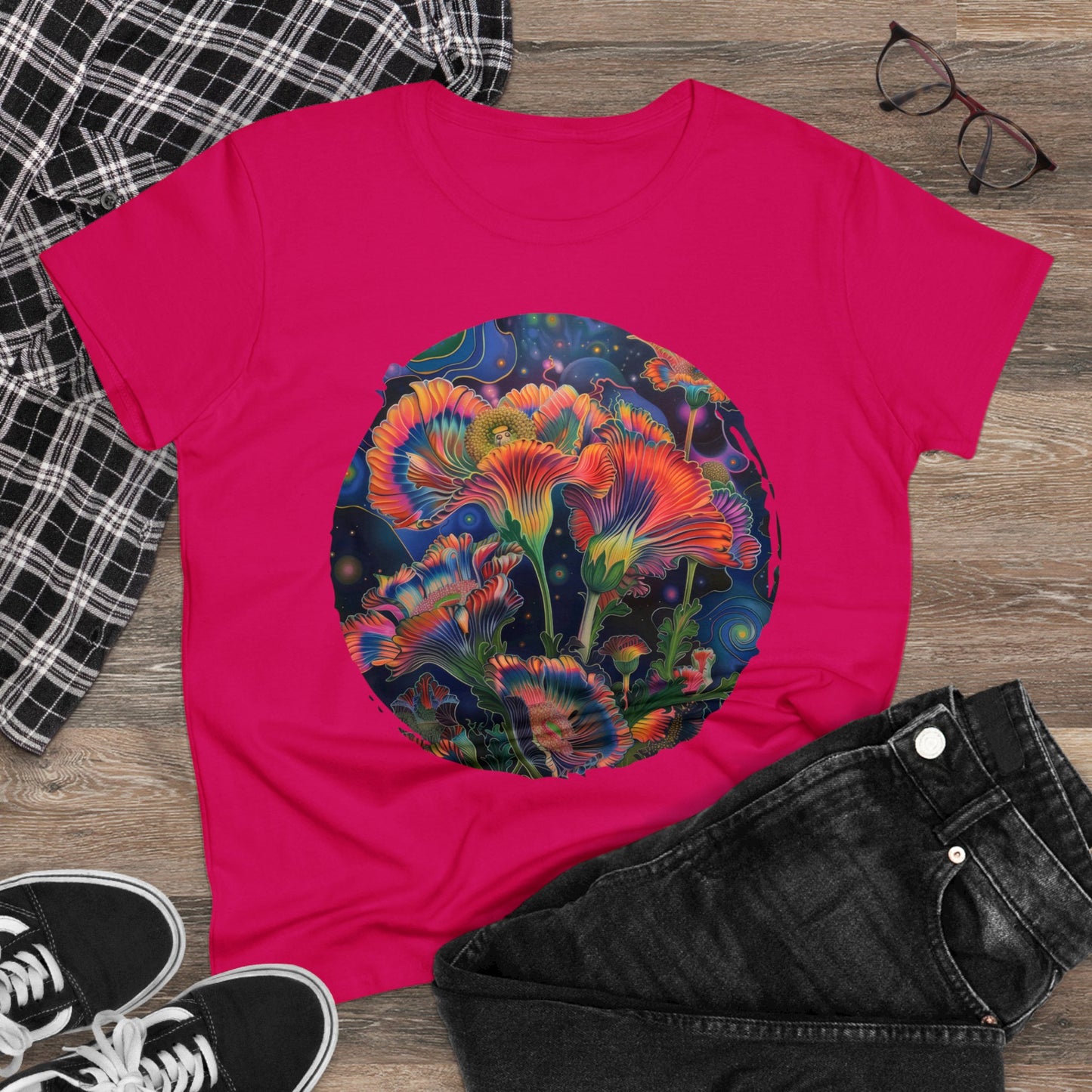 Pastel Flowers - Women's Midweight Cotton Tee