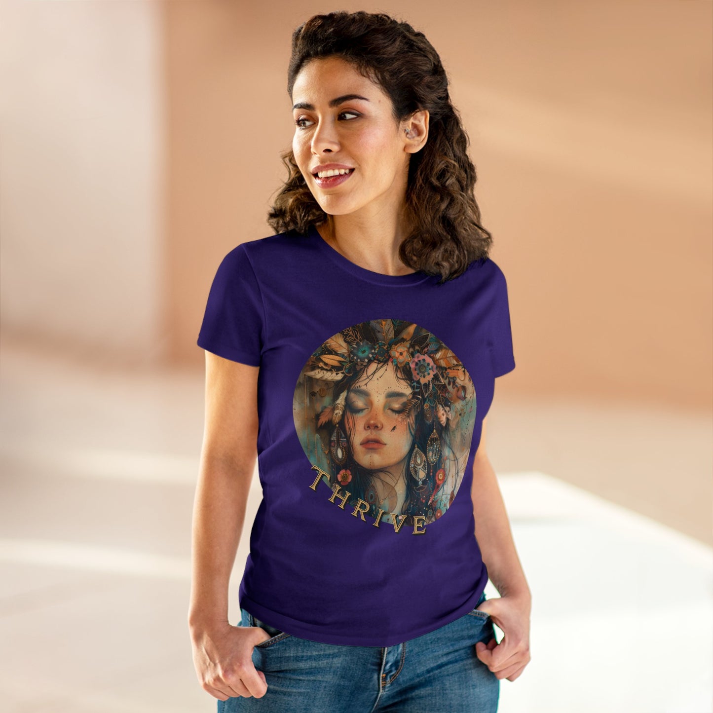 Flower Girl Thrives - Flowers - Women's Midweight Cotton Tee