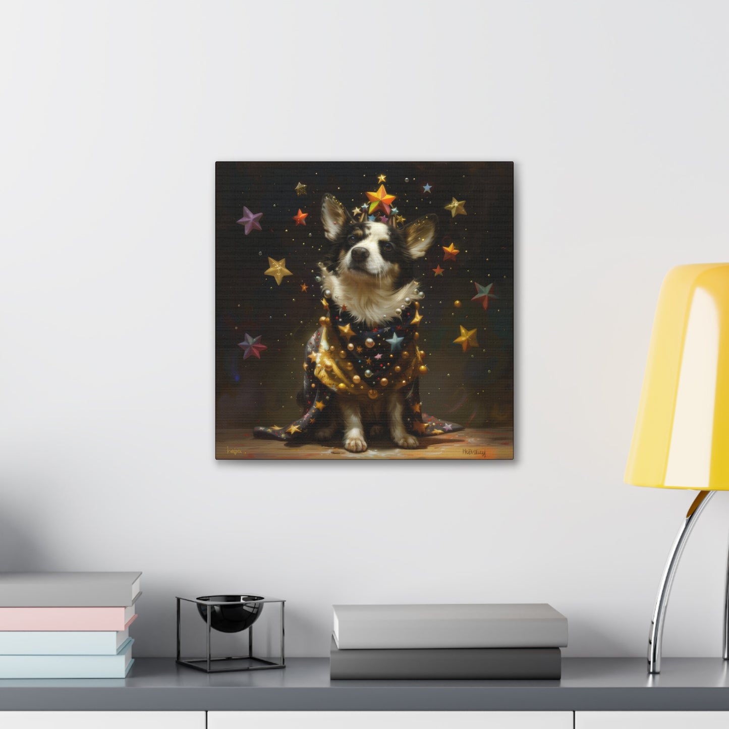 Star Dog Celebration - Canvas Stretched, 0.75"